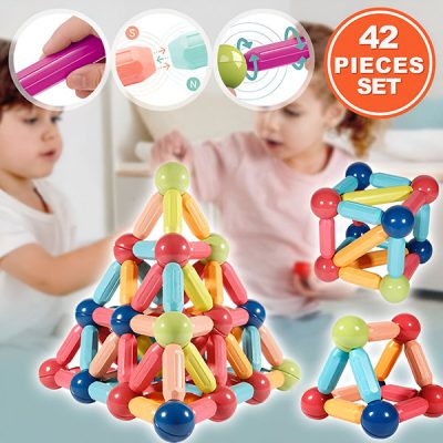 Set de blocuri magnetice de construcție pentru copii (42 de piese) | SUPERBLOCK