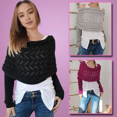 Șal tricotat cu mâneci | KNITKA