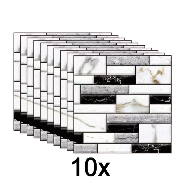 1x Autocolante de perete 3D cu aspect de marmură (10 buc) | MARBLEBLOCKS
