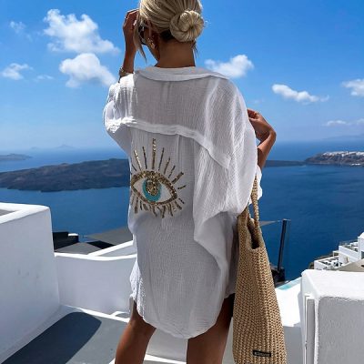 Cămașă elegantă cu paiete și mărgele | SHIMORA